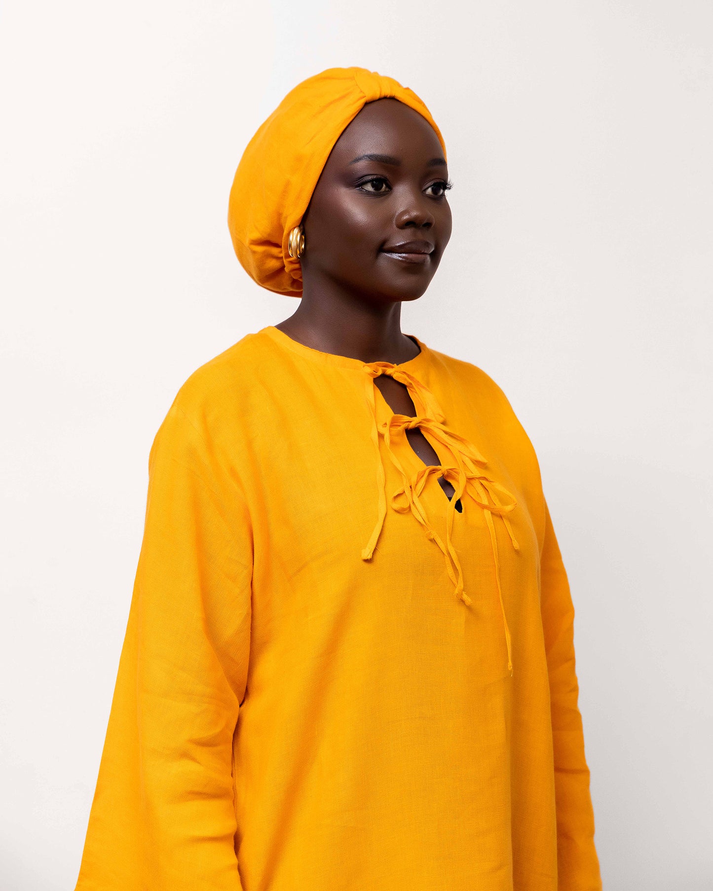 Orange Linen Turban