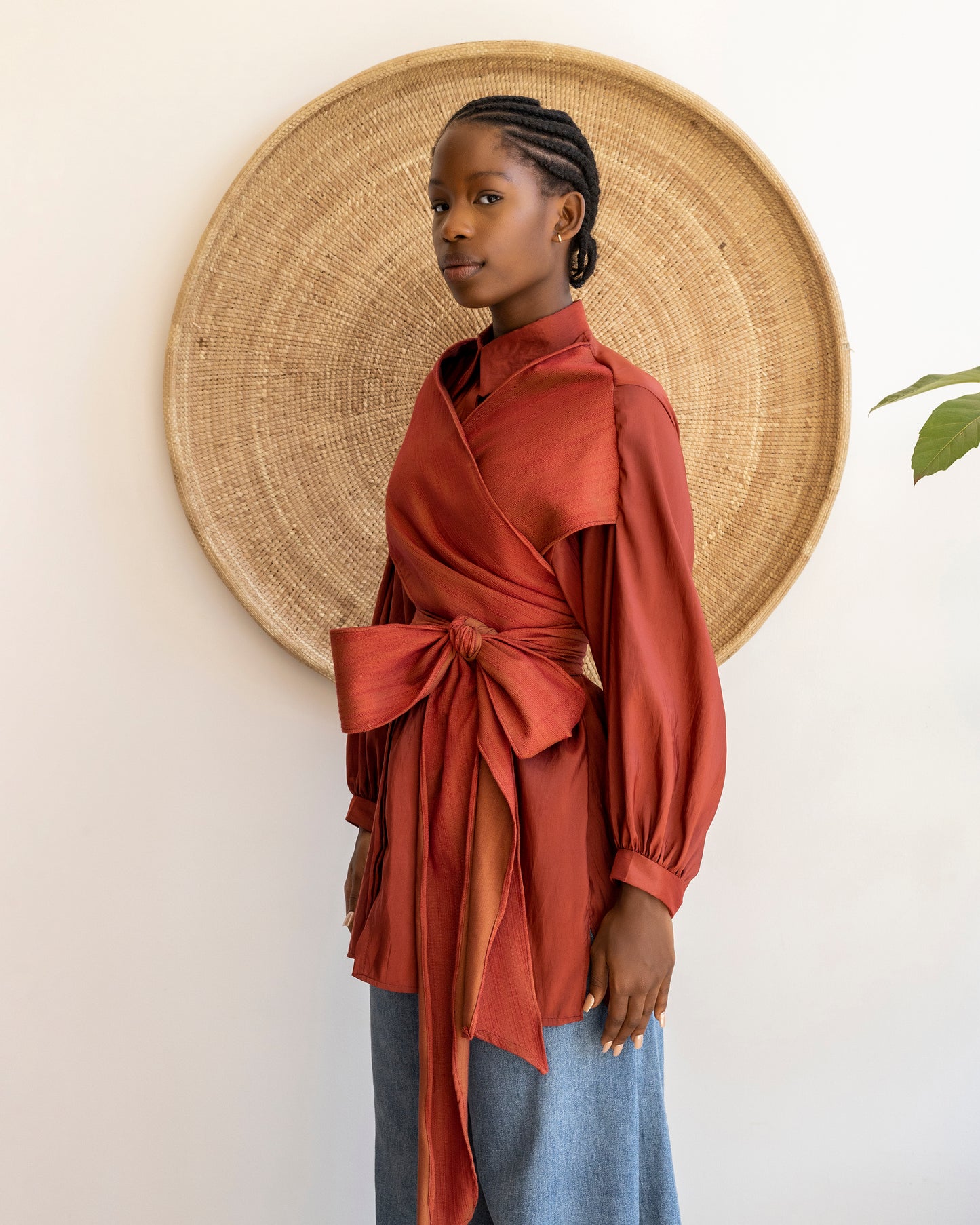 Mira Wrap Shirt Dress Brick Red