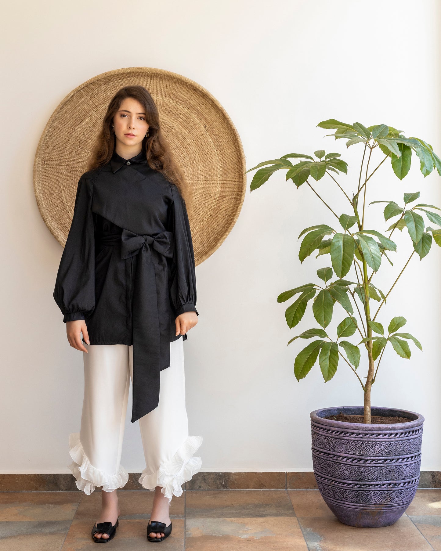 Mira Wrap Shirt Dress in Black