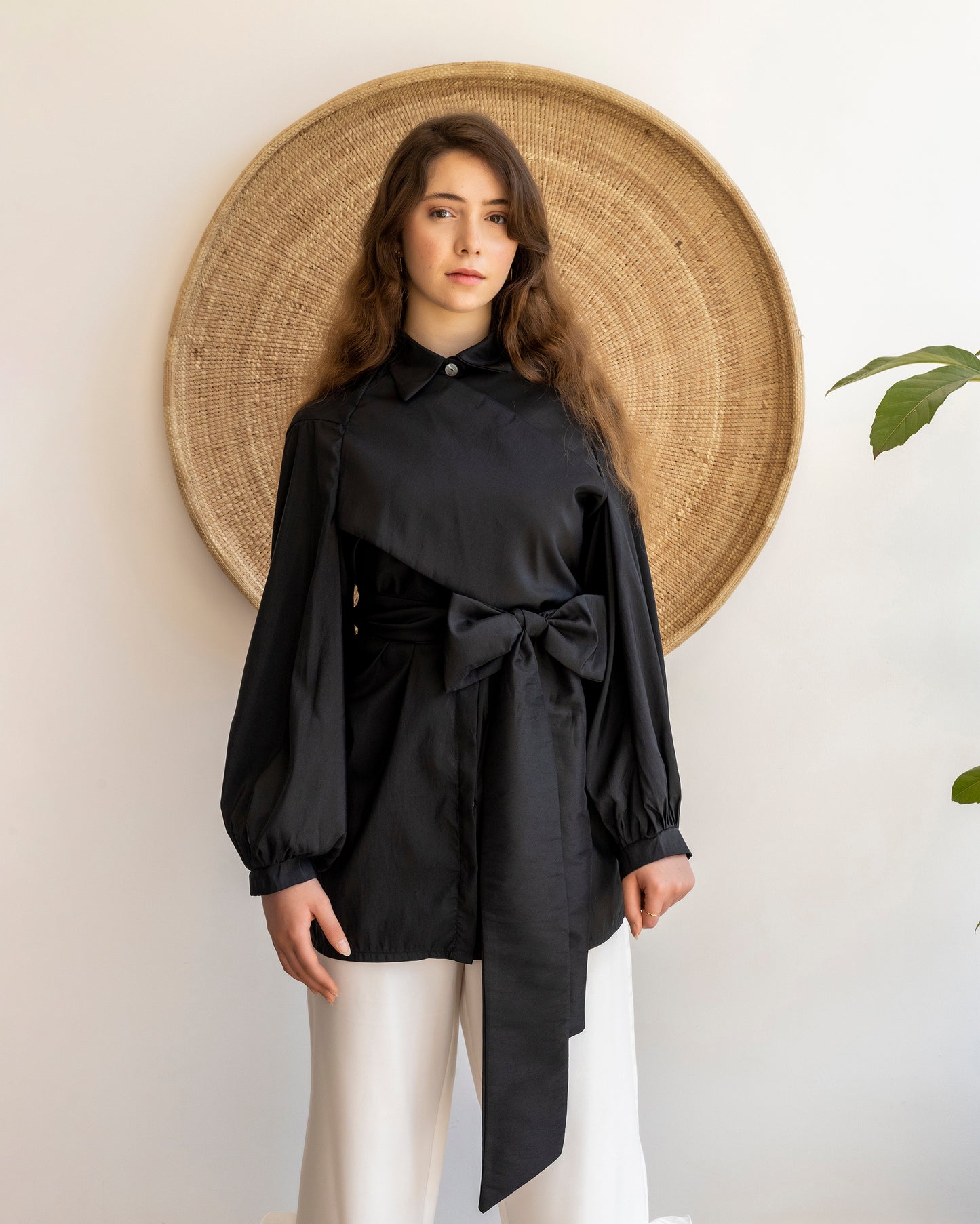 Mira Wrap Shirt Dress in Black