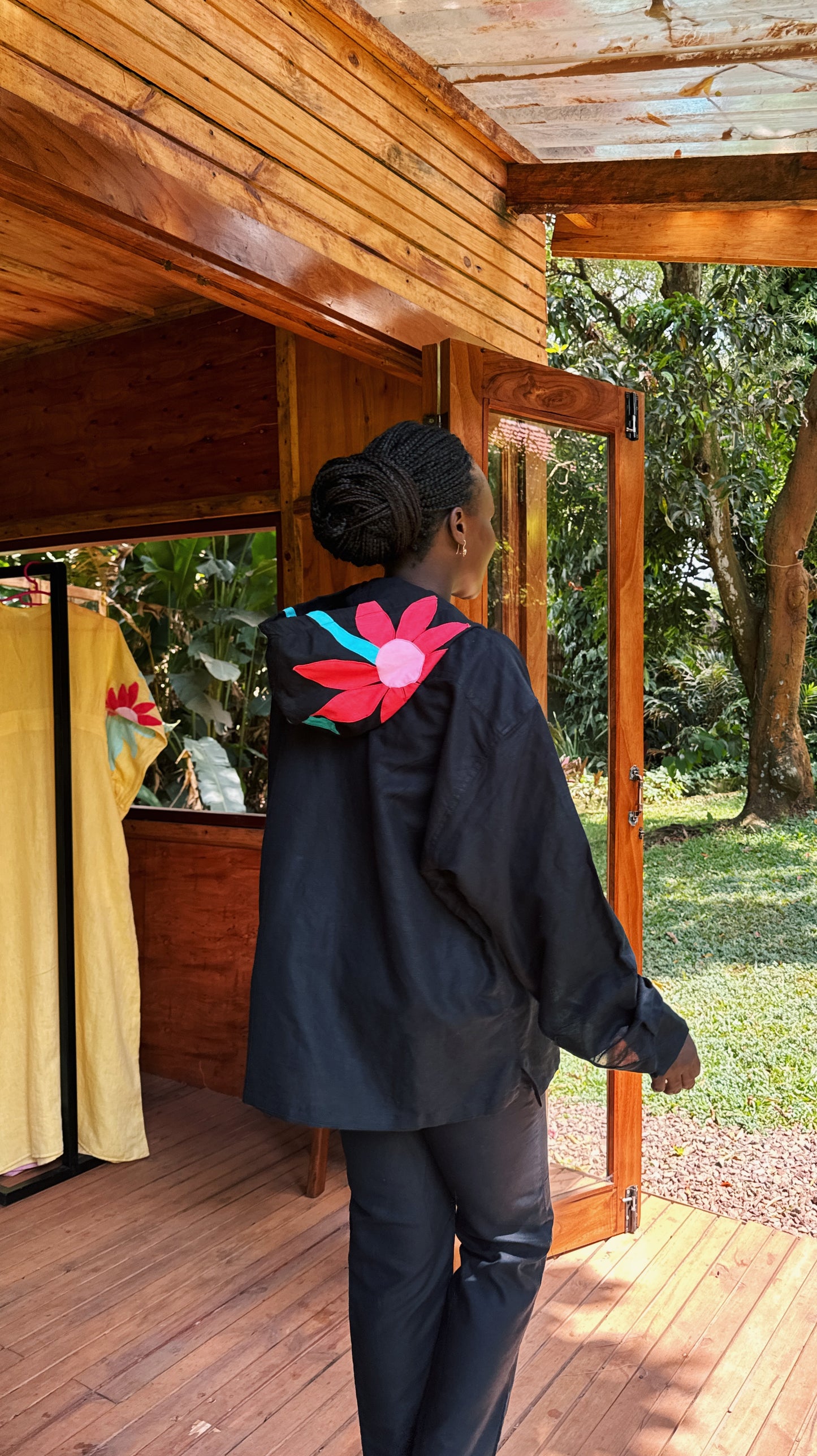 Applique Hoodie in Black