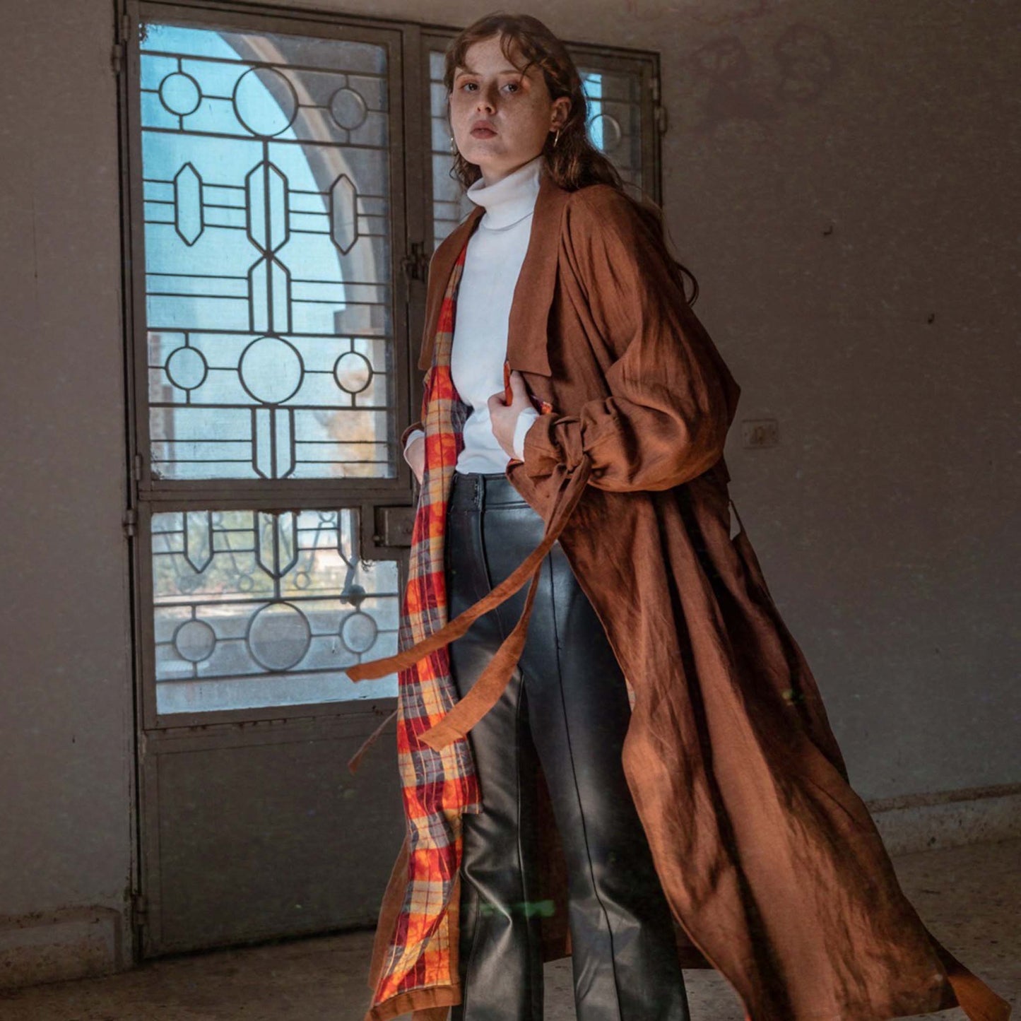 Copper Linen Trench Coat