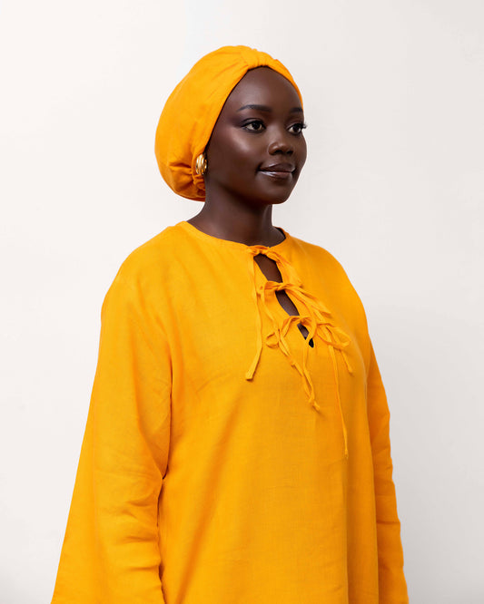 Orange Linen Turban