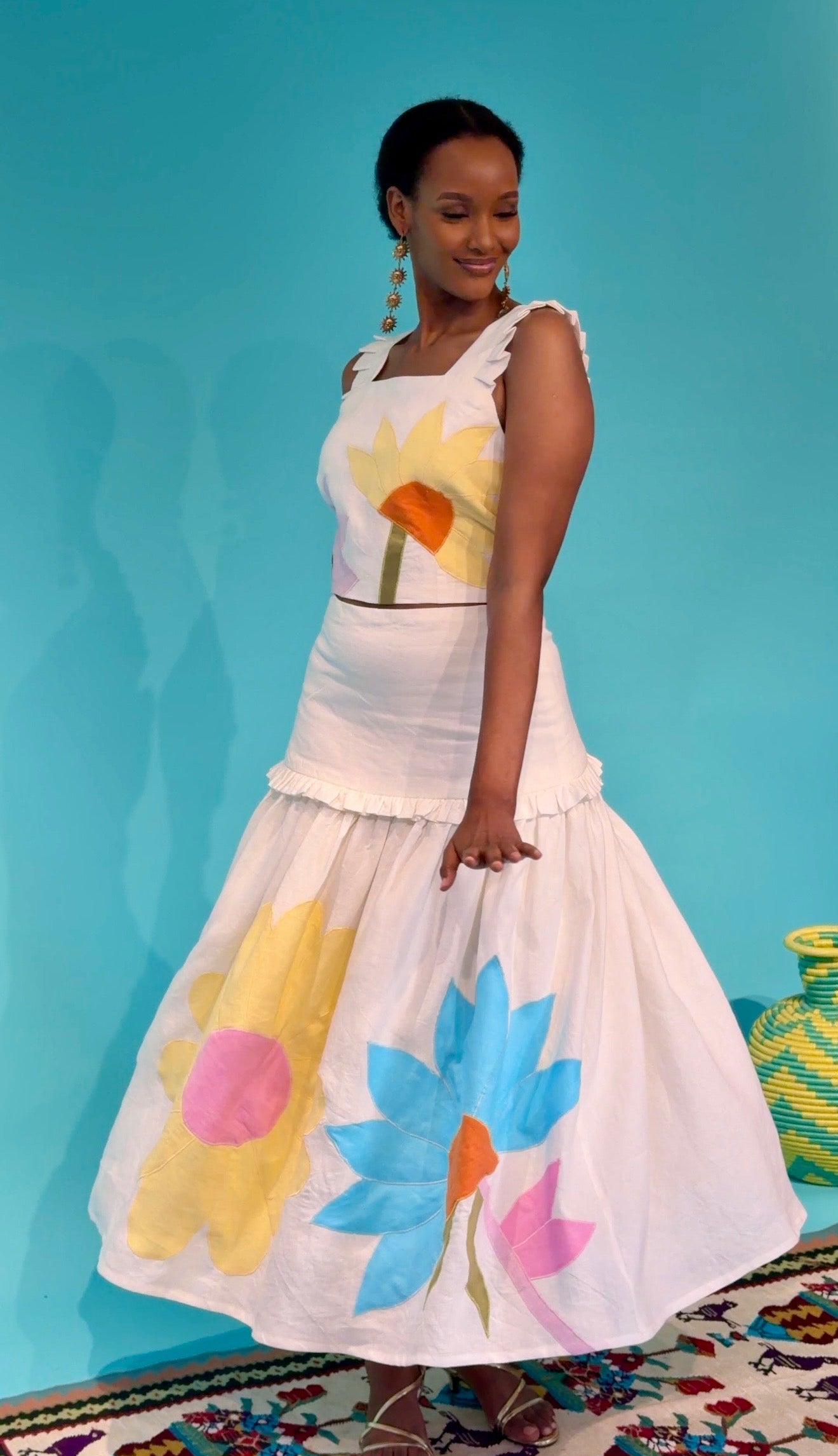 Flora Applique Skirt & Top Set